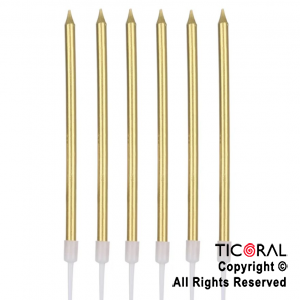 VELA METALIZADA 10,5 CM ORO x 6